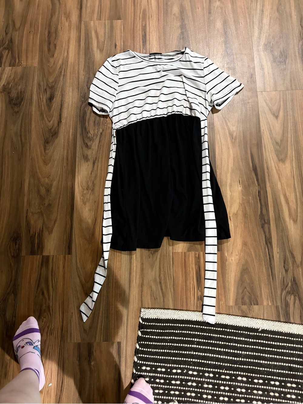 Striped Black and White Tie-Waist